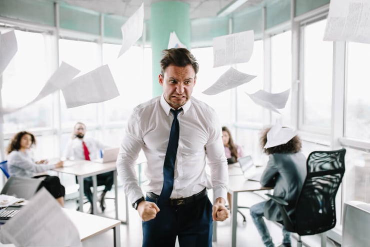 businessman angry about something i.e translation review