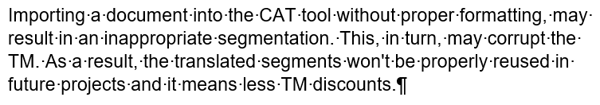 example of segmenting in CAT tool