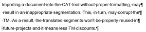 voorbeeld van verkeerde segmentering in CAT-tool