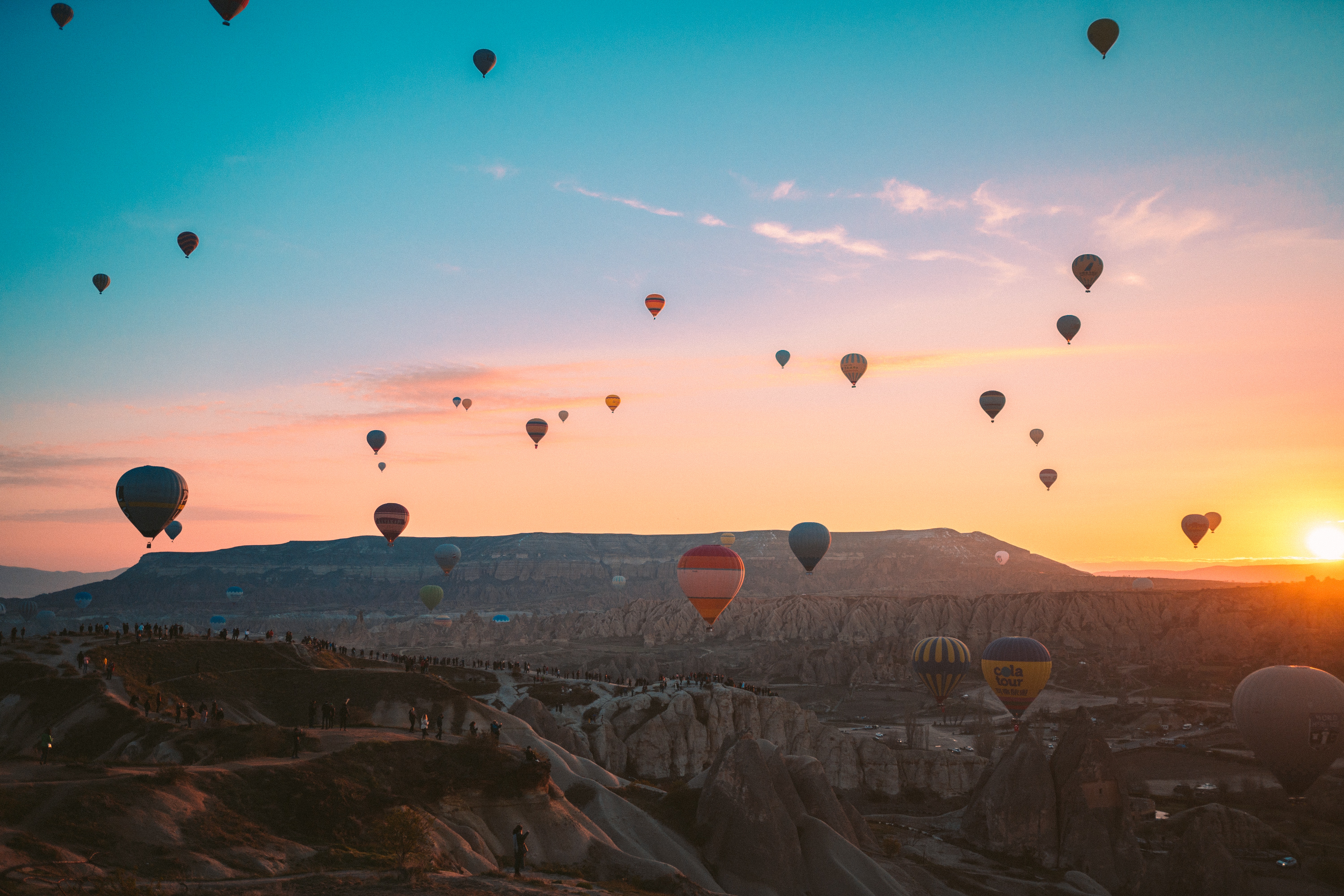 Ballons over mountains in Turkey